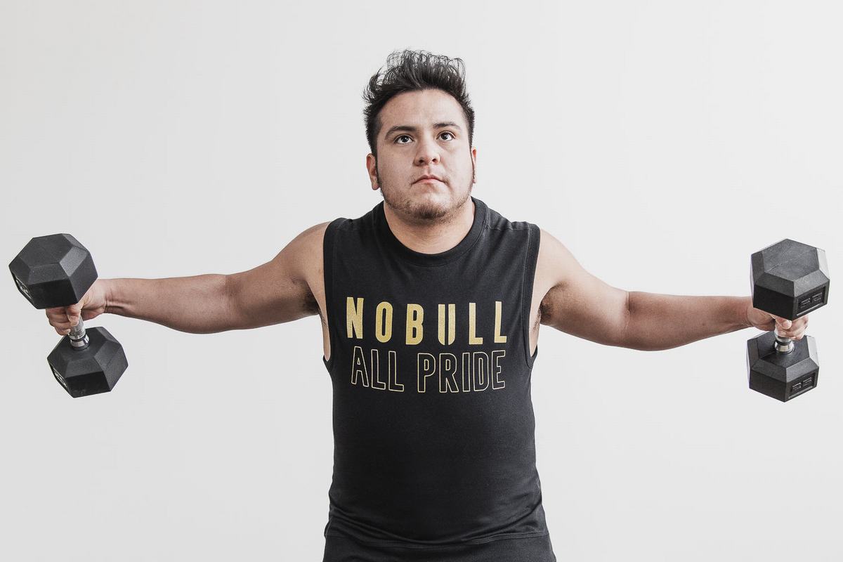 Nobull Sleeveless Crew Pride Men's Sweatshirts Black Gold | Australia (BO0917)